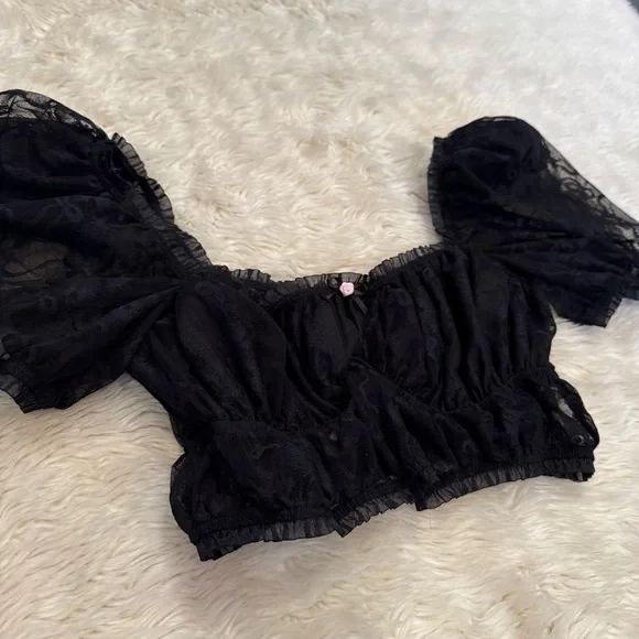NWT For Love and Lemons Belle Longline Bra in Black - Size Small - Picture 5 of 7